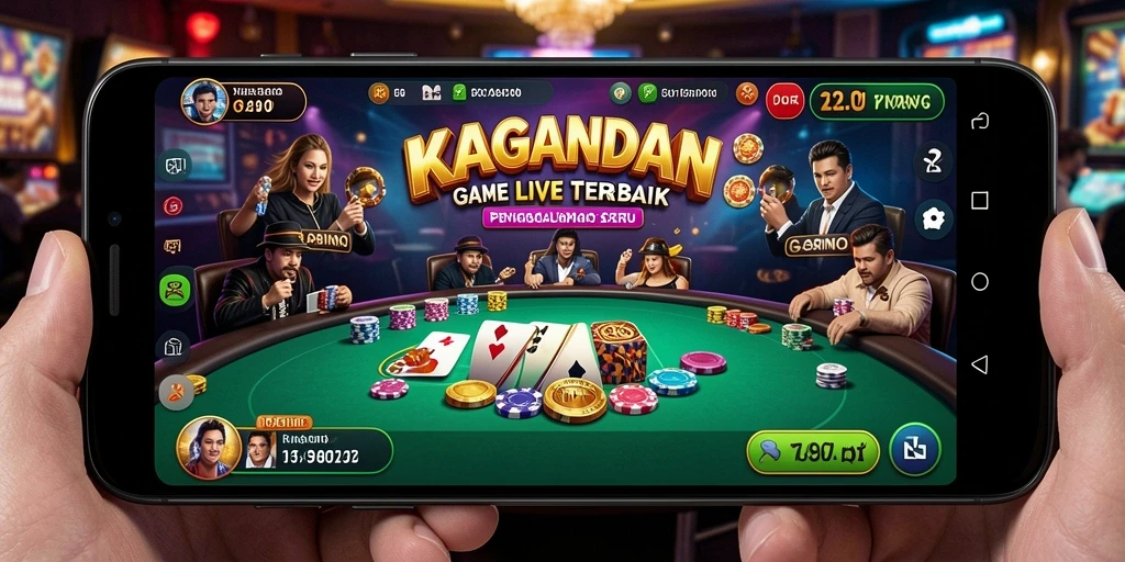 Tampilan gameplay KAGANDAN yang mendebarkan dalam suasana kasino langsung.