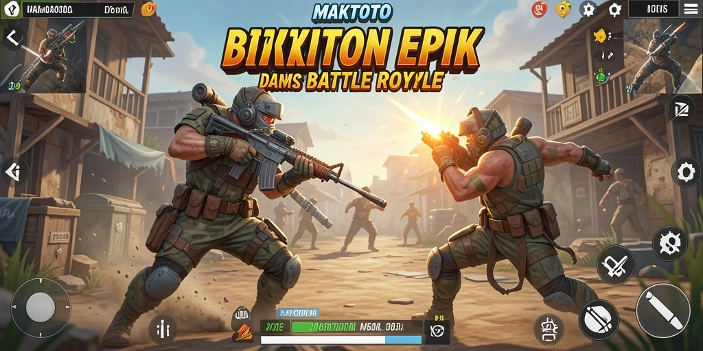 Screenshot gameplay MAKTOTO menampilkan pertarungan seru Battle Royale.