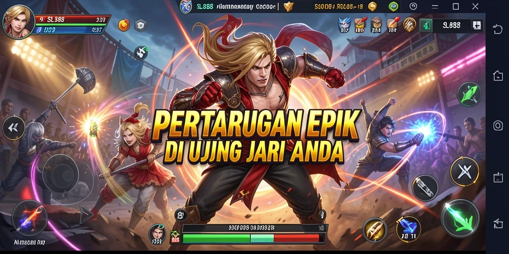 Tampilkan gameplay pertarungan yang mendebarkan dan aksi karakter yang intens.