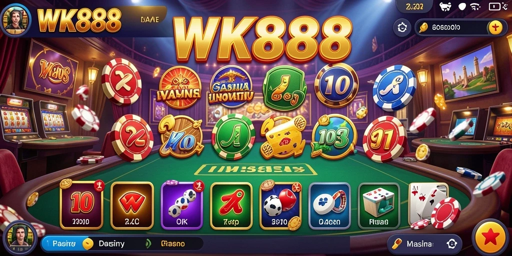 Screenshot menunjukkan gameplay menarik dari WK888 dengan suasana kasino yang dinamis.